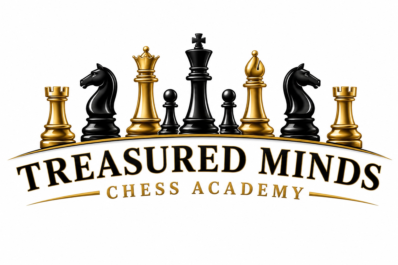 Treasured Minds Chess Academy — gold and black chess pieces